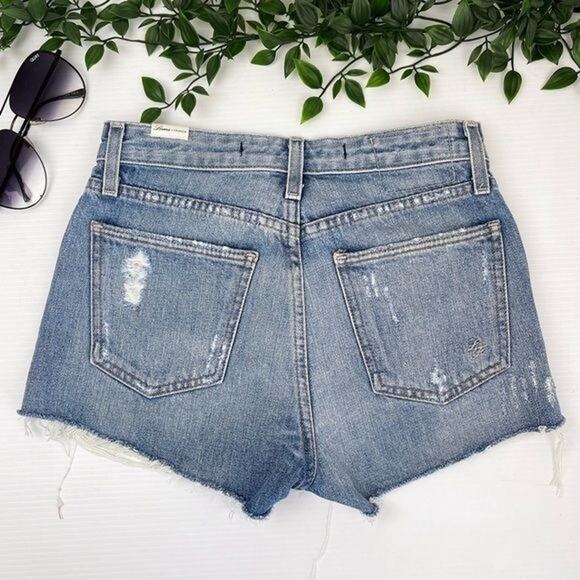 Lovers + Friends Revolve Denim Jack High Rise Distressed Shorts Size 26 W 28 - Picture 8 of 8